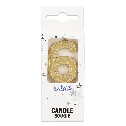 Candela Elegant '6' dorata su stecchino (3 x 4,2 x 0,7 cm)