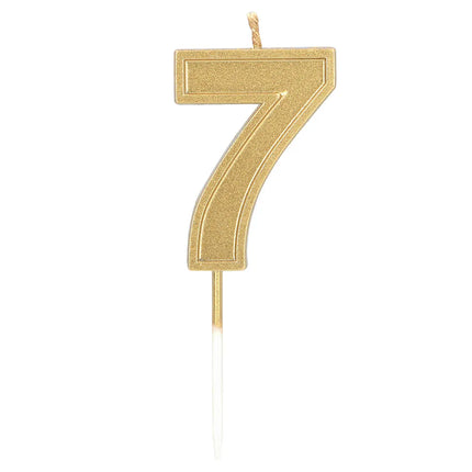 Candela Elegant '7' dorata su stecchino (3 x 4,2 x 0,7 cm)