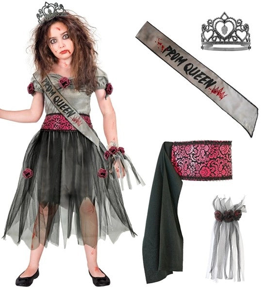 Costume da reginetta del ballo zombie per bambini