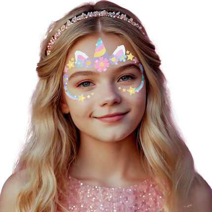 Adesivi colorati per il viso: unicorno per bambini
