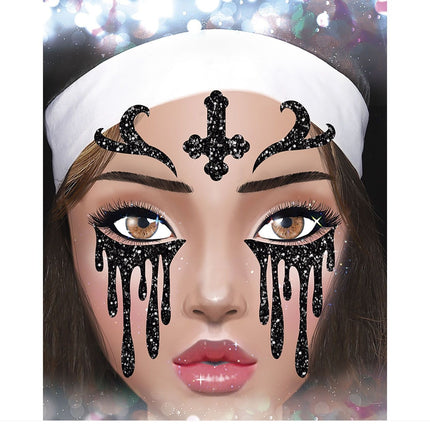 Adesivi per facce di Halloween non glitterati da 20 cm