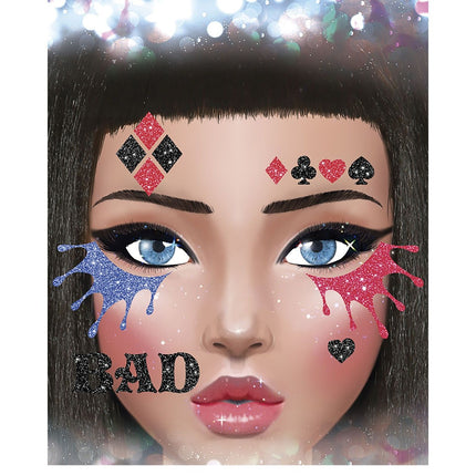 Adesivi viso Harley Quinn Glitter 20 cm
