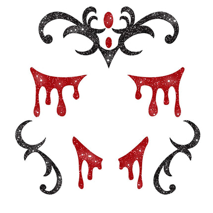 Adesivi viso Halloween Vampiro Glitter 20 cm