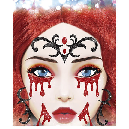 Adesivi viso Halloween Vampiro Glitter 20 cm