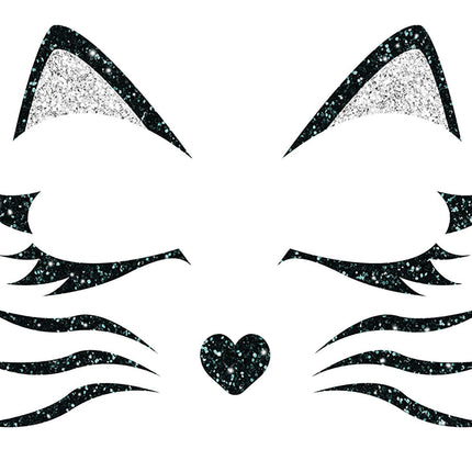 Adesivi viso gatto glitterati 20 cm