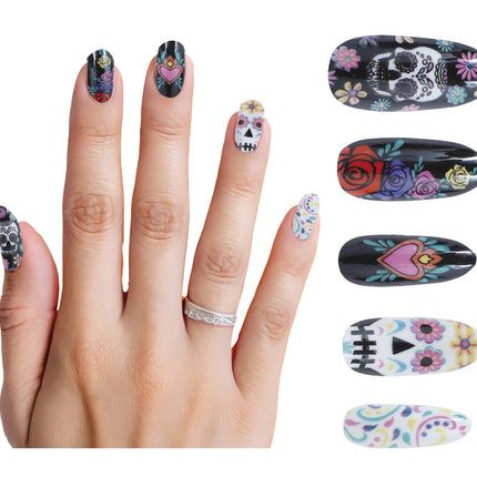 Unghie finte Dia De Los Muertos 10 pezzi
