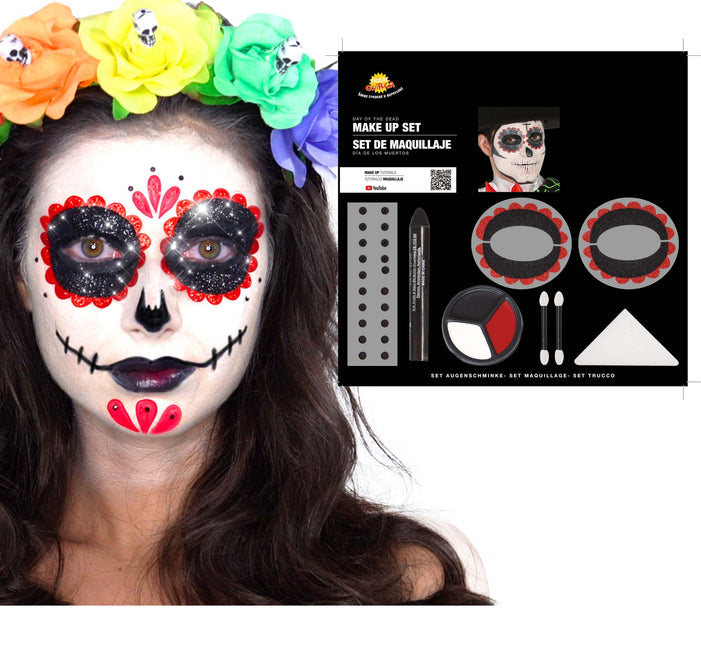 Set di trucchi Dia De Los Muertos 8 pezzi