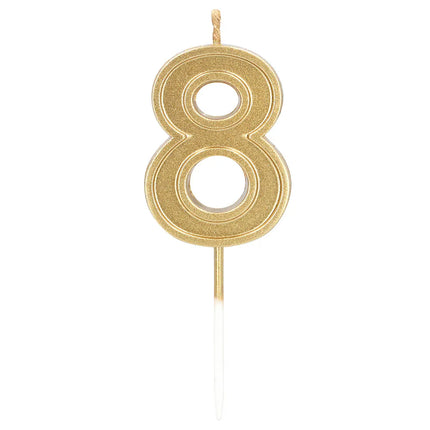 Candela Elegant "8" dorata su stecchino (3 x 4,2 x 0,7 cm)
