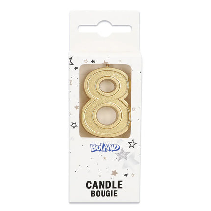 Candela Elegant "8" dorata su stecchino (3 x 4,2 x 0,7 cm)