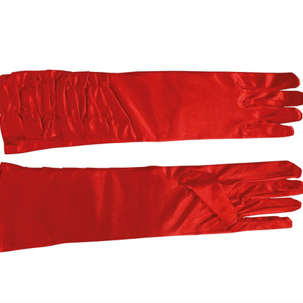 Guanti di Halloween rosso velluto 45 cm