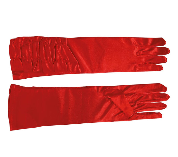 Guanti di Halloween rosso velluto 45 cm