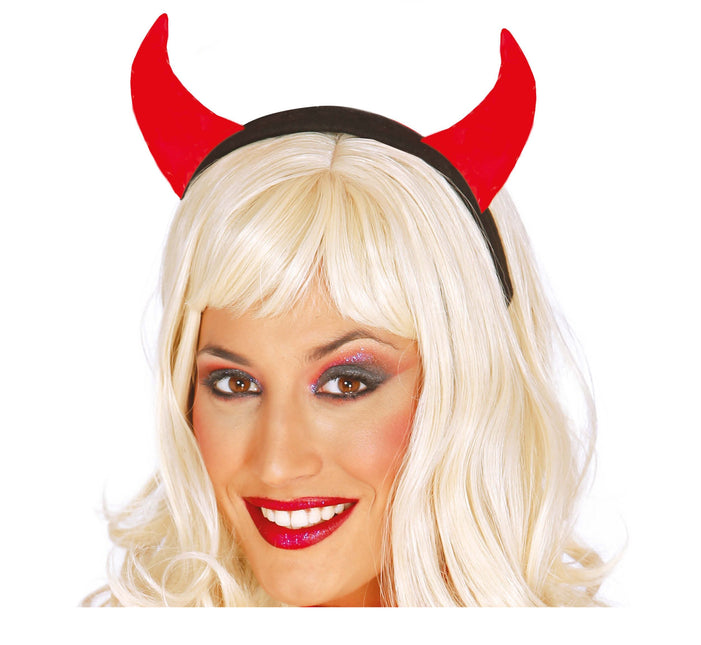 Cerchietto di Halloween con corna da diavolo in tessuto