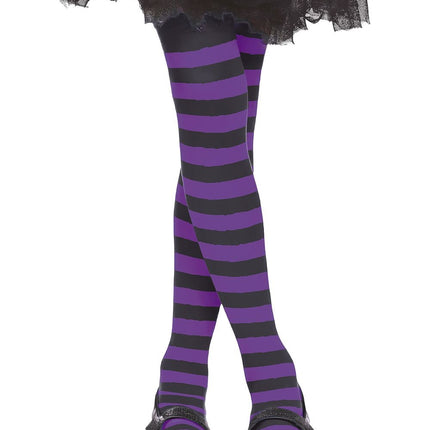 Collant di Halloween bambino nero lilla a righe