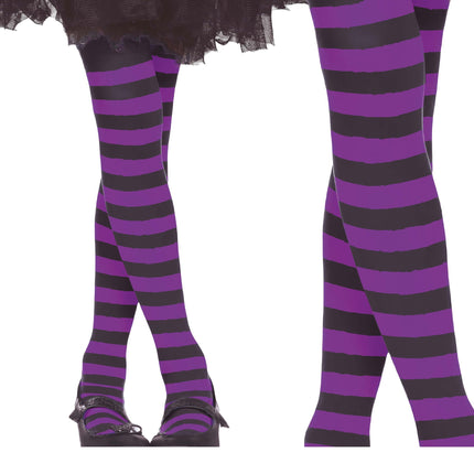 Collant di Halloween bambino nero lilla a righe