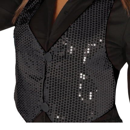 Cardigan Nero Pailettes Donna