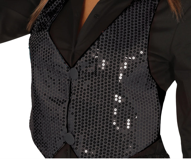 Cardigan Nero Pailettes Donna