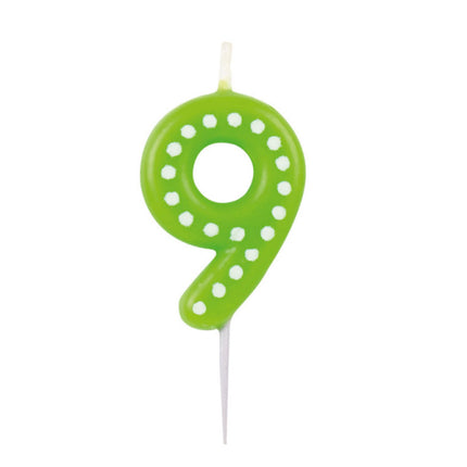 9 Puntini verdi a candela da 6,5 cm