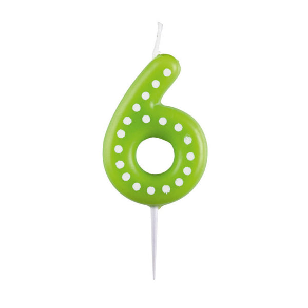 6 Puntini verdi a candela da 6,5 cm