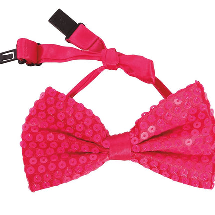 Fiocco rosa neon glitterato 13 cm