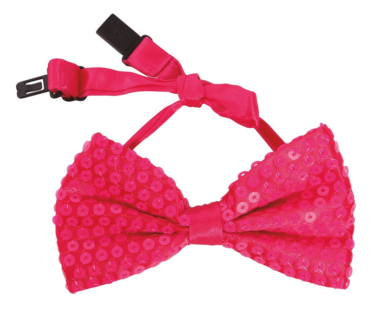 Fiocco rosa neon glitterato 13 cm