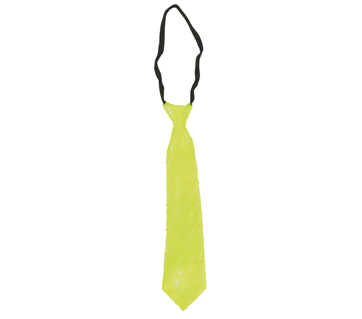 Cravatta giallo neon glitterata 37 cm