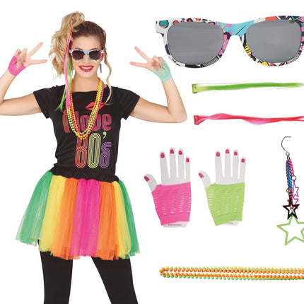 Set di accessori Neon anni '80 8 pezzi