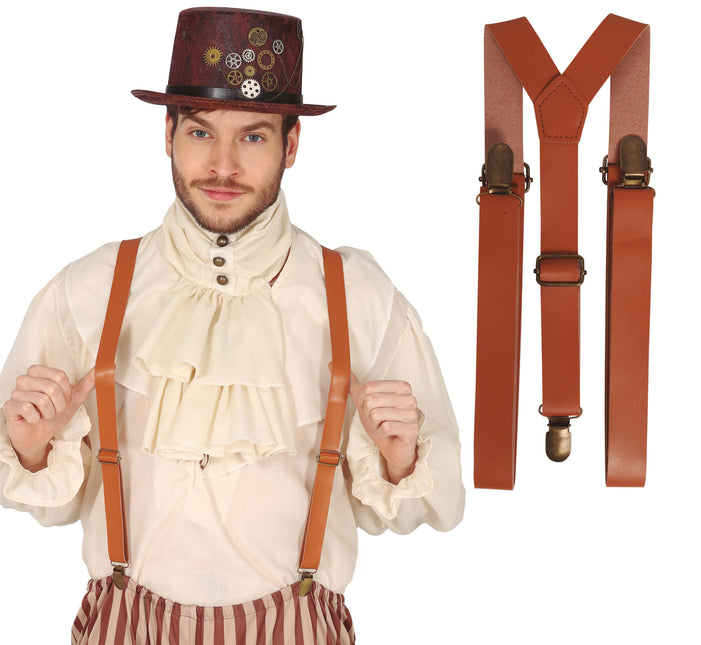 Bretelle marroni in ecopelle 58 cm
