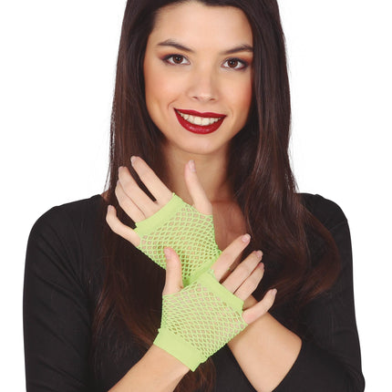 Guanti a rete verde lime 11 cm