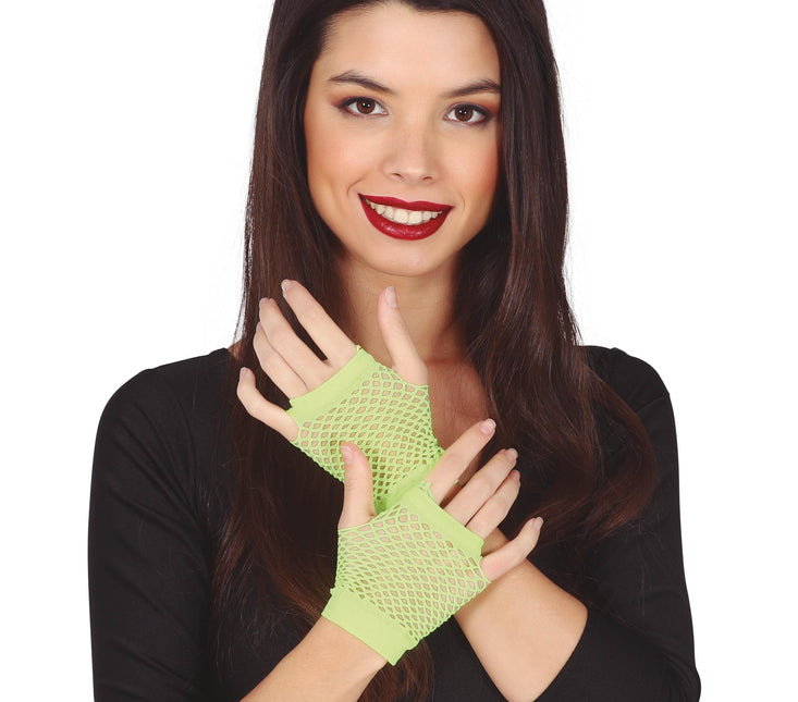 Guanti a rete verde lime 11 cm