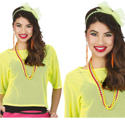 T/shirt a rete Giallo Neon Corta L