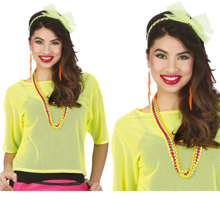 T/shirt a rete Giallo Neon Corta L