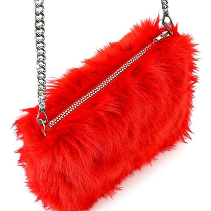 BORSA A MANO LUNGA IN PLUSH ROSSA