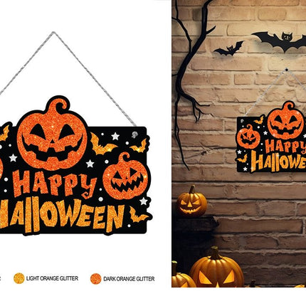 Cartello da porta per Halloween con glitter, 37 cm
