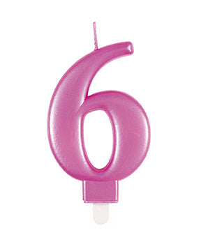 Candela 6 anni rosa 12 cm
