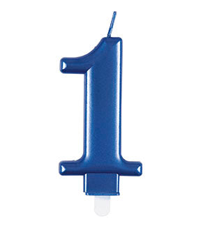 Candela 1 anno blu 9 cm
