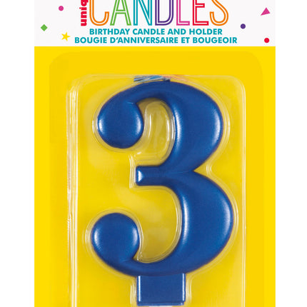 candela 3 anni blu 12 cm