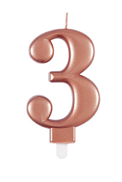 Candela 3 anni Oro Rosa 10 cm