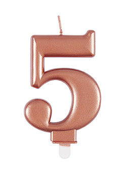 Candela 5 anni oro rosa 10 cm