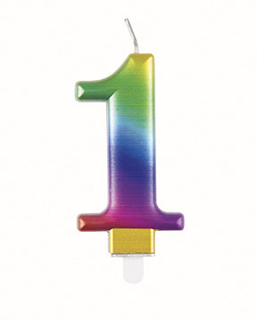 figura candela 1 anno arcobaleno 9,5cm