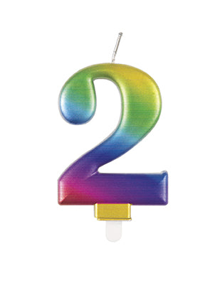 Candela 2 anni Arcobaleno 9,5 cm