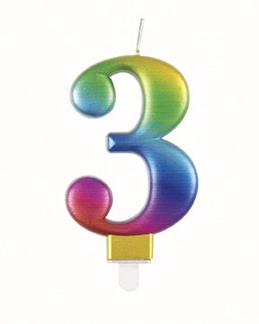 Candela 3 anni Arcobaleno 9,5 cm