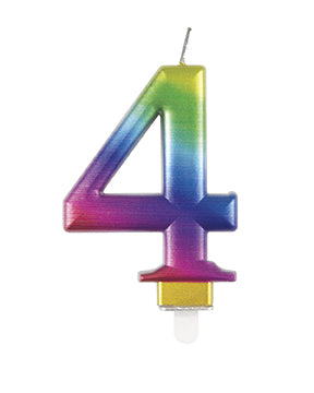 Candela 4 anni Arcobaleno 9,5 cm