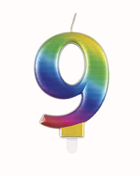 Candela 9 anni Arcobaleno 9,5 cm