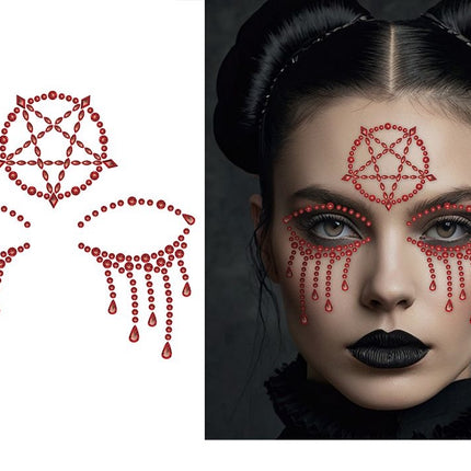 Adesivi per il viso di Halloween in stile satanico