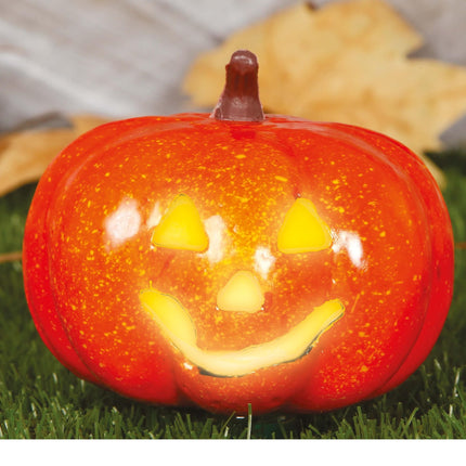 Zucca di Halloween con luce 16 cm