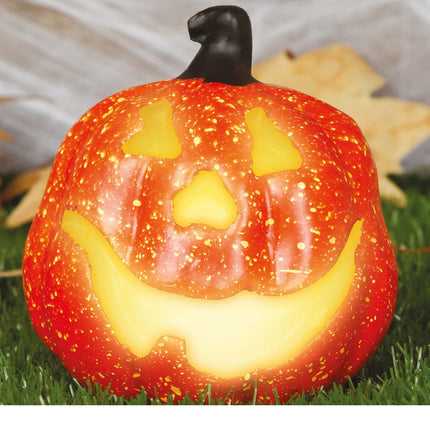 Zucca di Halloween Deluxe con luce 15 cm