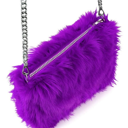 BORSA A MANO LUNGA IN PELUCHE VIOLA