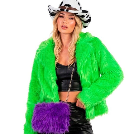 BORSA A MANO LUNGA IN PELUCHE VIOLA