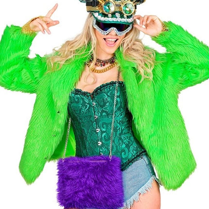 BORSA A MANO LUNGA IN PELUCHE VIOLA