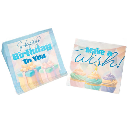 Tovagliolini "Happy Birthday" Cupcake 33 cm, 20 pezzi